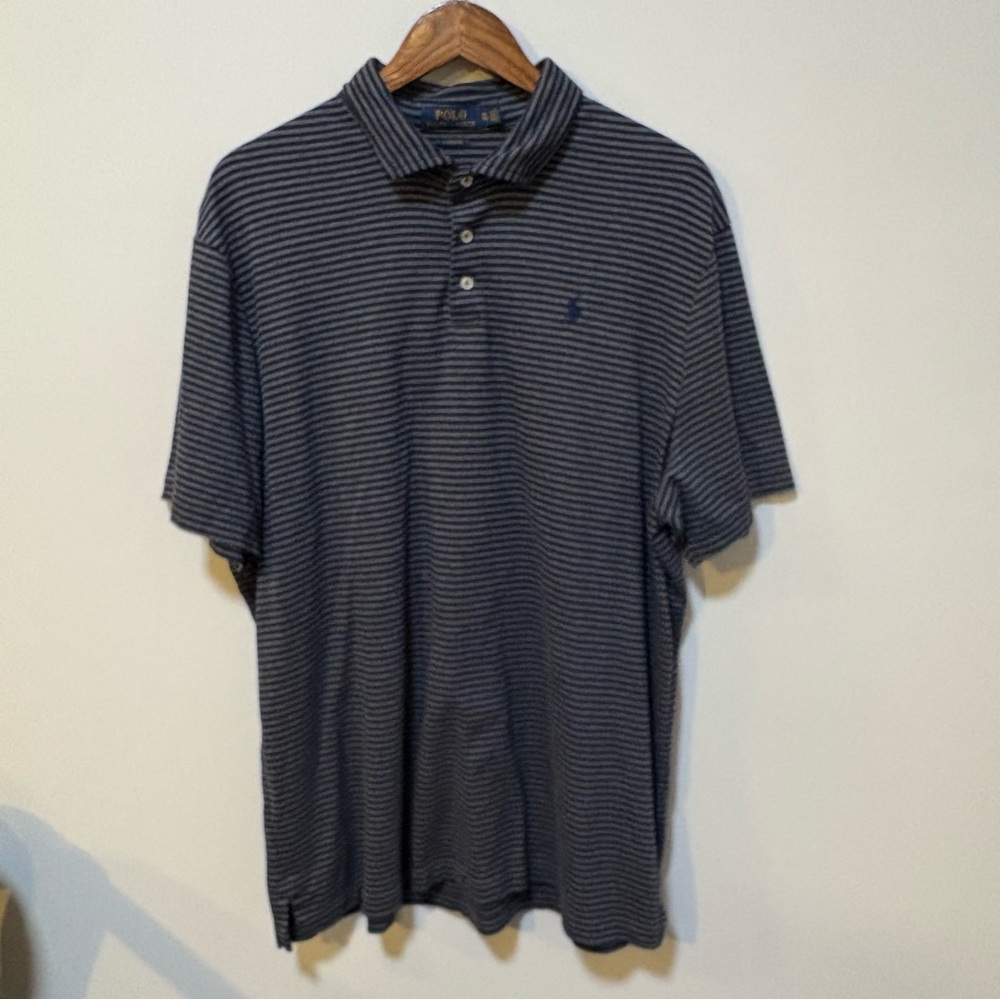 Polo Ralph Lauren Men’s XL Tall Classic Fit Striped Polo Shirt Navy Blue